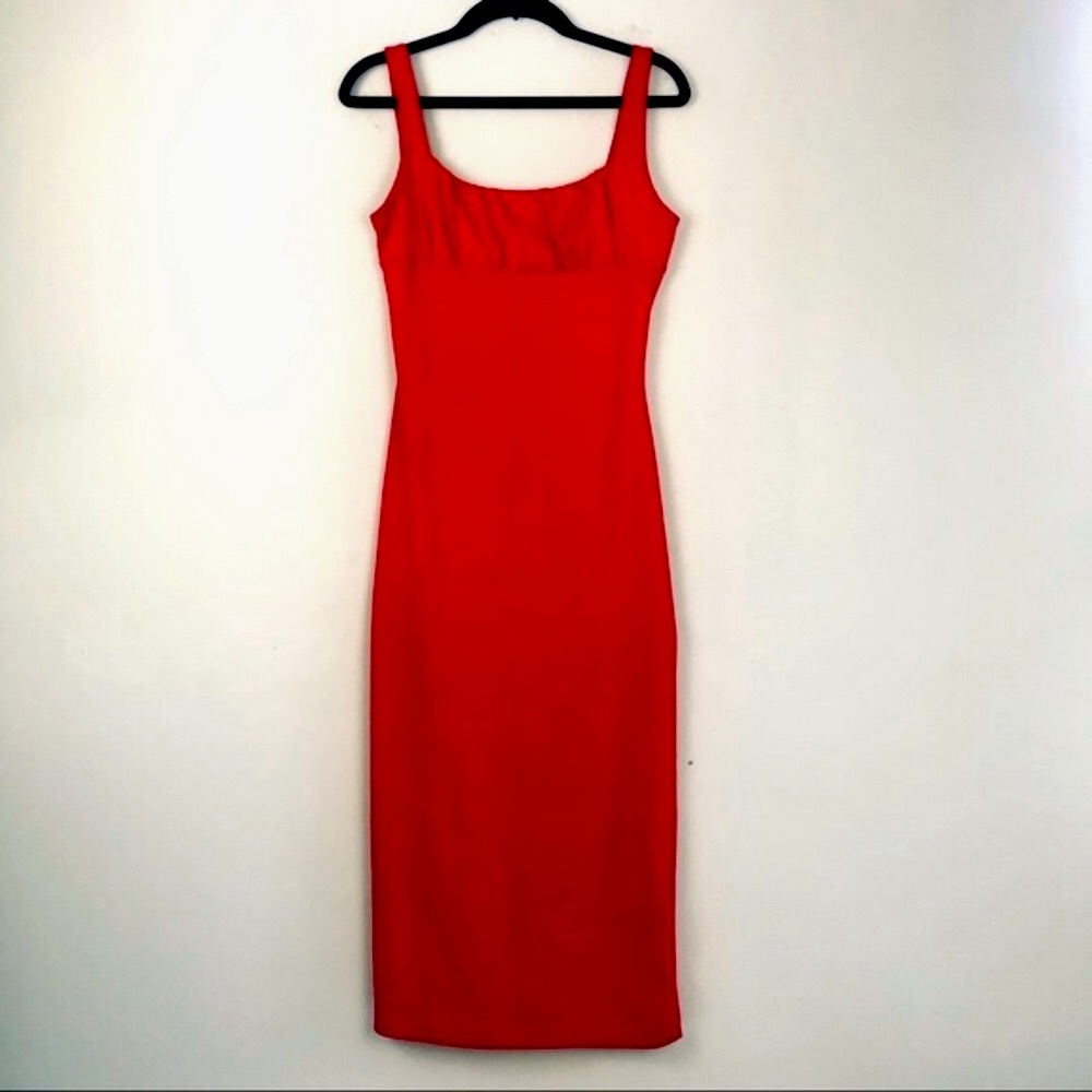 Urban Outfitters || Sexy Red Ruched Bust Bodycon Midi Tank Dress Size XS